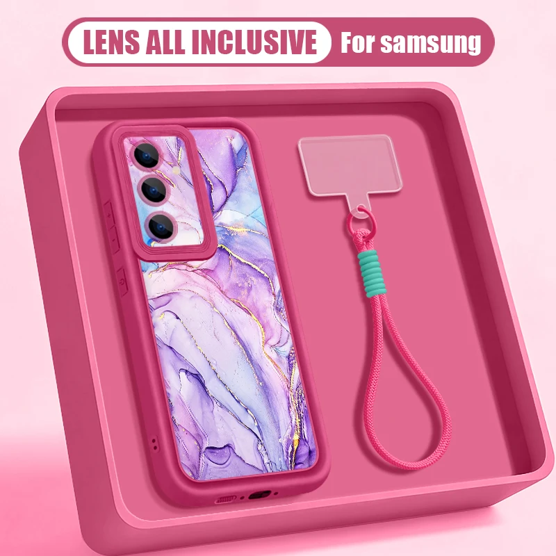 Marmormuster Lanyard Handyhülle für Samsung Galaxy S26 S23 S22 Ultra S25 S24 FE A57 A37 A56 A16 A17 A26 A55 A15 A54 Weiche Schutzhülle