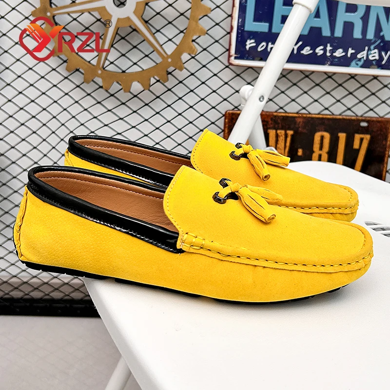 YRZL Men Suede Loafers Casual Shoes Comfortable Tassel Men Loafers Moccasins Breathable Slip on Big Size Driving Loafers for Men