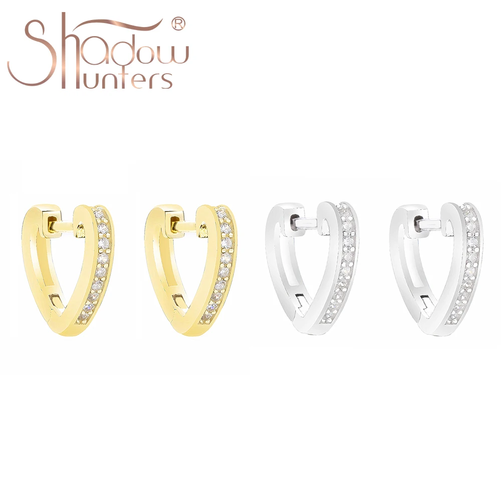 SHADOWHUNTERS 100% ريال 925 فضة شكل قلب هوب أقراط الزركون للنساء مجوهرات رومانسية هدية 925 ثقب الفضة #1