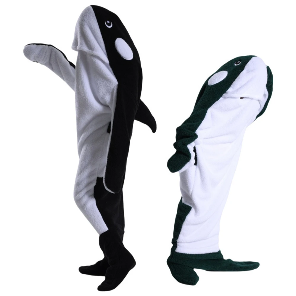 Anime Dolphin Killer Whale Shark Cosplay Costume Kigurumi Pajamas Jumpsuits Winter Flannel Plush Adult cartoon