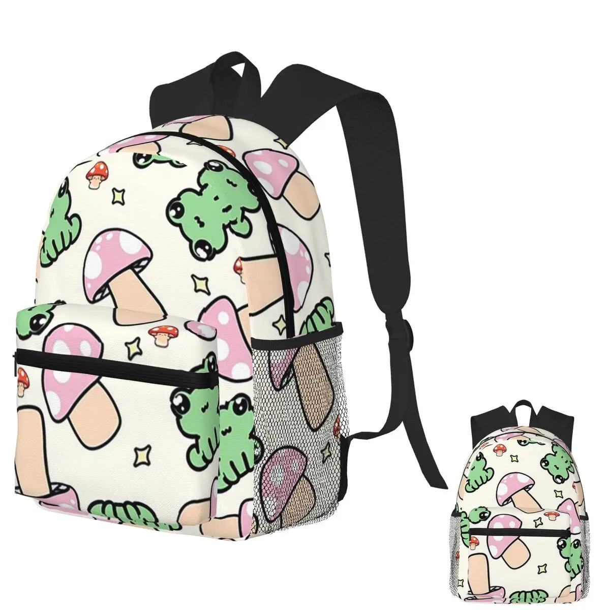 

Mushrooms And Frogs Seamless Pattern Student Backpack School Bag Hiking Travel Daypack for Men Women Bookbag Shoulder Bags