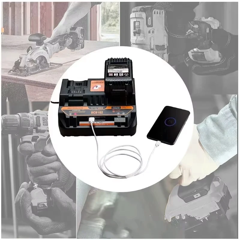 ZWINCKY DCB102 Charger Rapid 2 Slide Port 4A Charging Current USB 2A DCB200 DCB140 For Dewalt，14.4V 18V Lithium Battery Charger