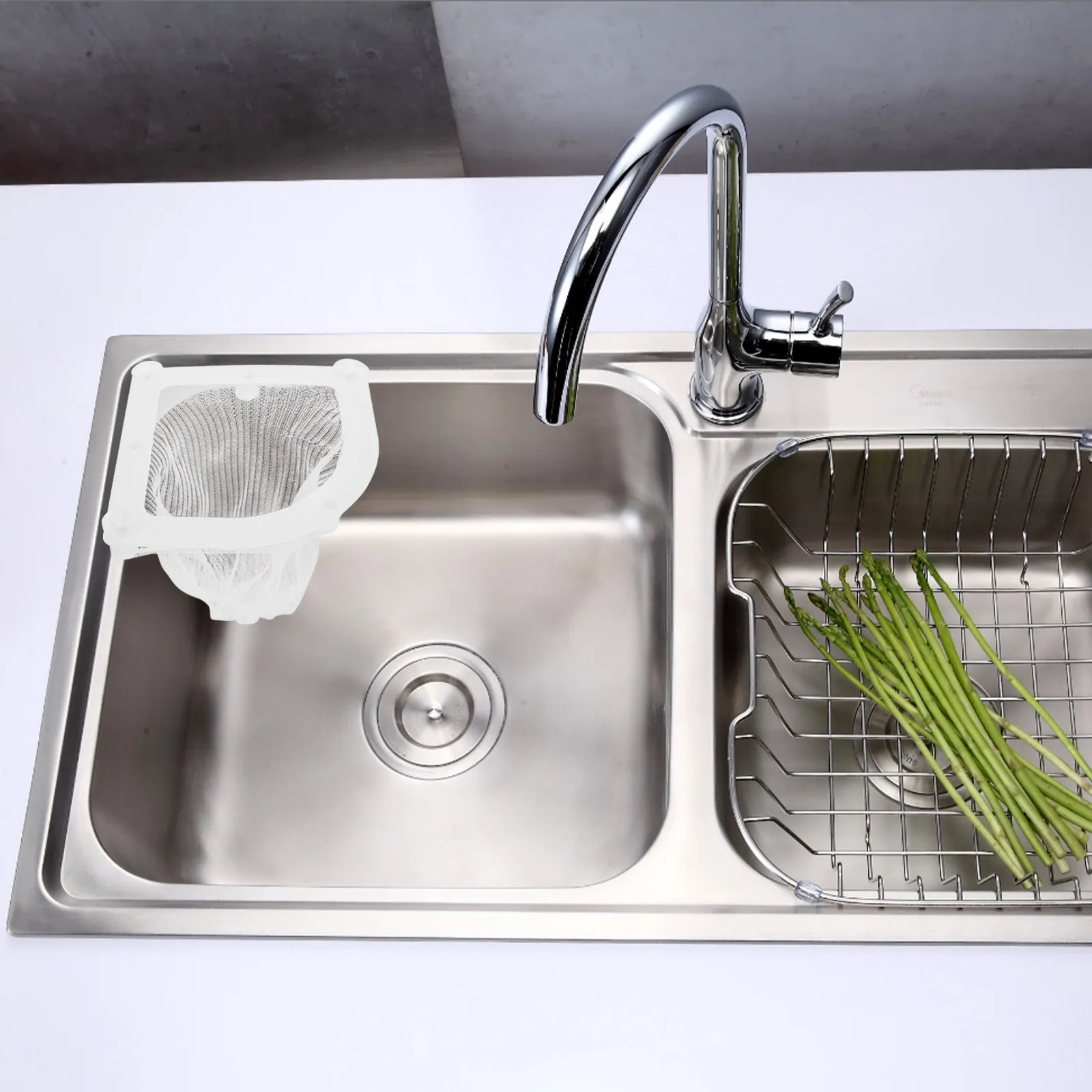 

1Set Kitchen Sink Strainer Plastic Filter Basket with Draining Rack Food Waste Filter Mesh Easy Cleaning Household Sink