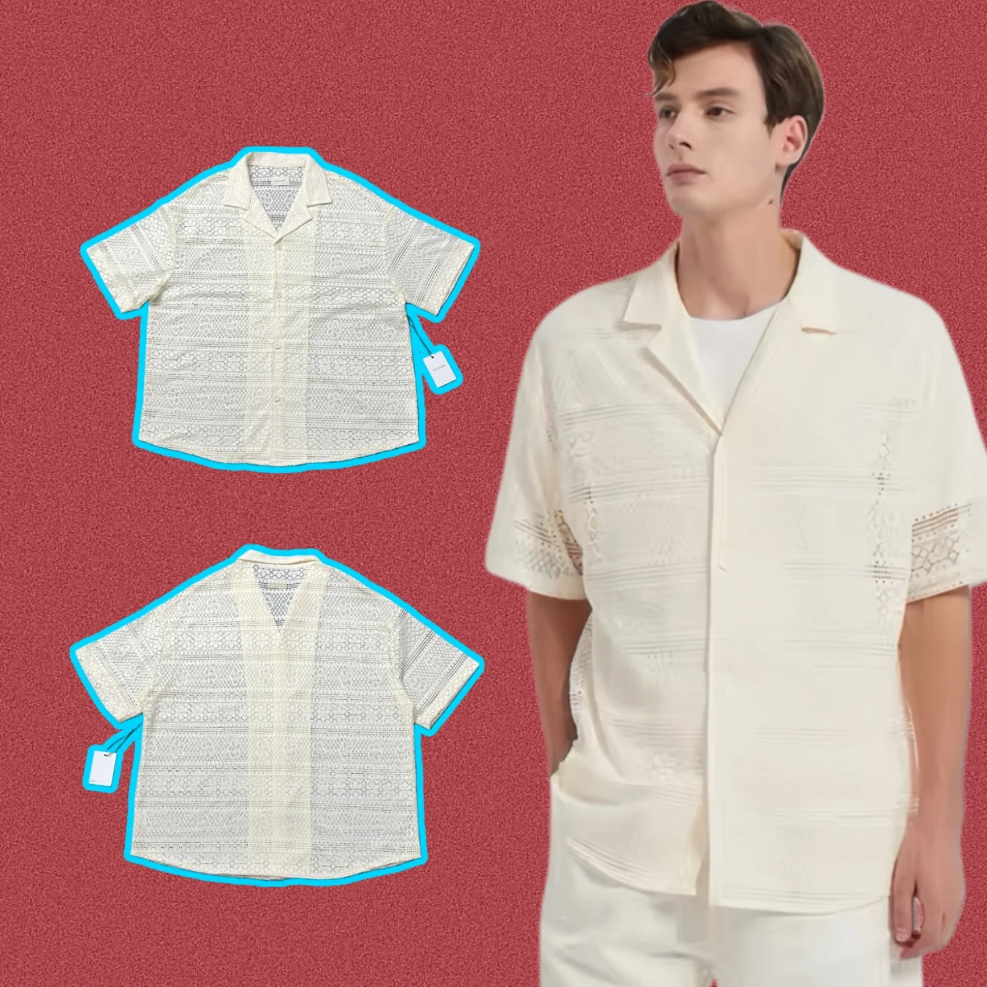 

Ald American Street Sle Hollow out ort Sve Men's irt Trendy Breathable Lightweight Casual Faion Summer irt