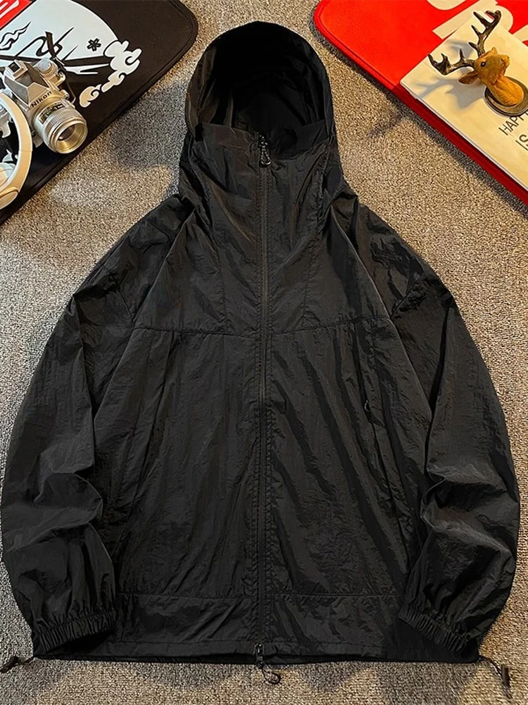 

Уличная легкая повседневная мужская солнцезащитная одежда UPF50, дышащая свободная посадка с капюшоном, функциональная молния Long Sve