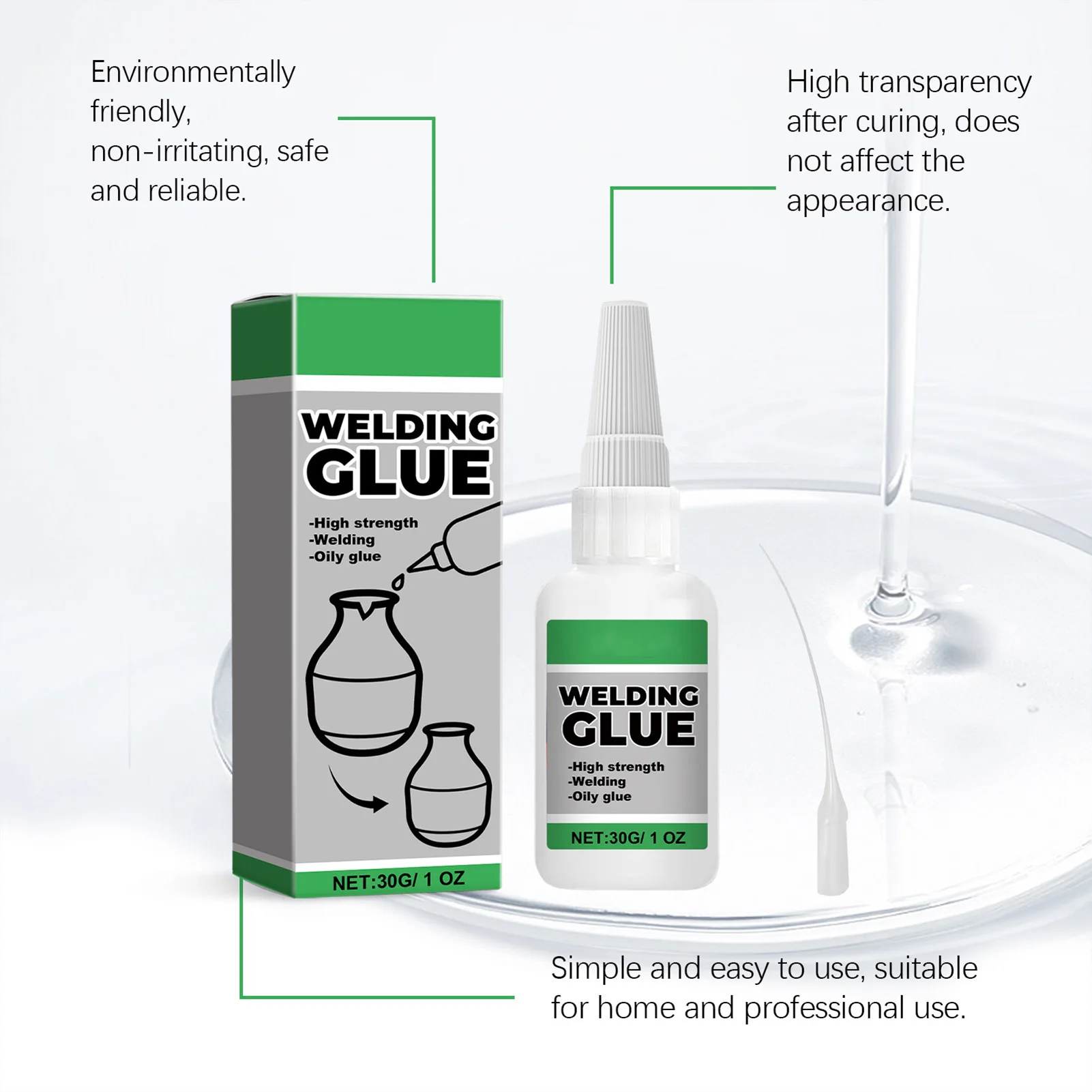 Multi-Functional Welding Glue Precise Application Waterproof Universal Glue Suitable for Particle Board Rubber