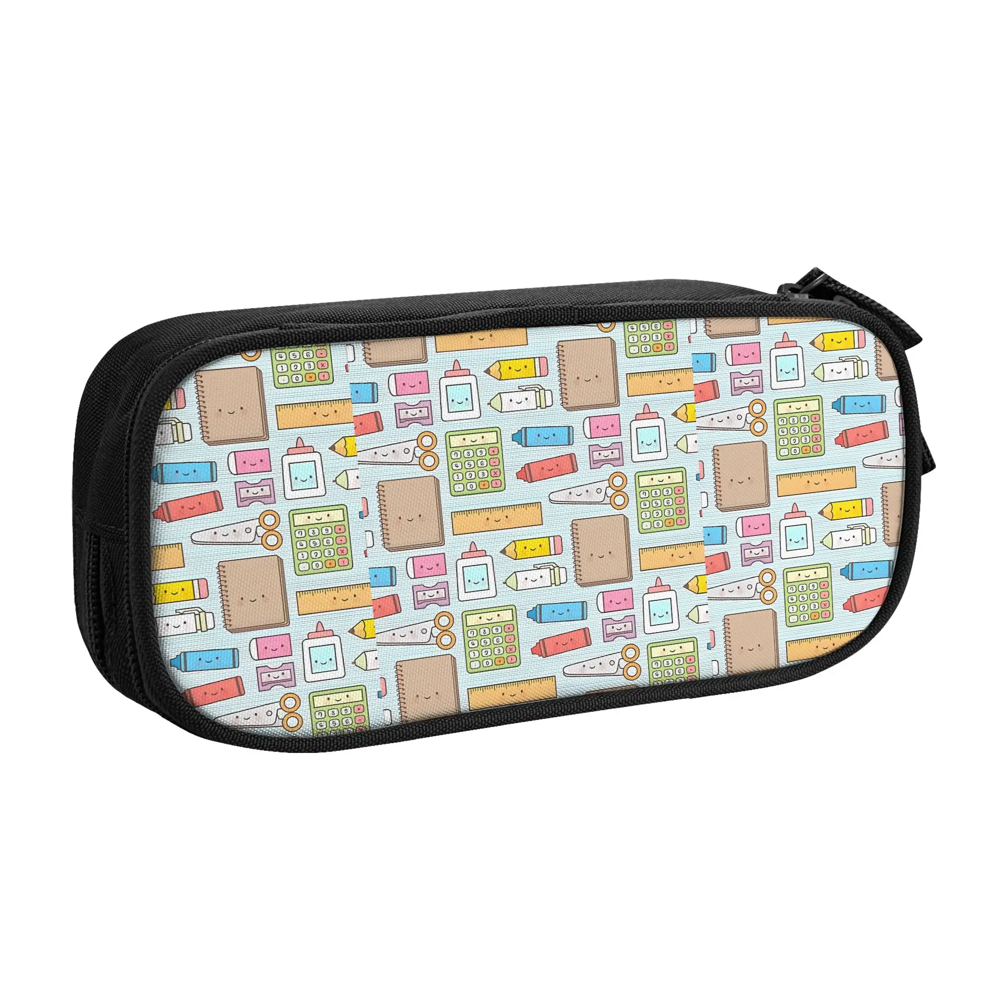 1 piece Stylish Kawaii Supplies Doodle Pattern Pencil Case Boys Pen Bag Back To School Office Stationery Bag