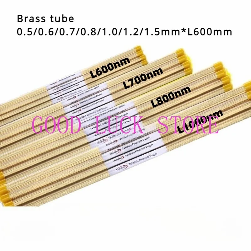 Único Furo Wedm Eletrodo Tubo Tubo de Bronze para Máquina de Perfuração Edm 0.5 mm 0.6 mm 0.7 mm 0.8 mm 1.0 mm 1.2 mm x 600 mm Comprimento 100 Pcs
