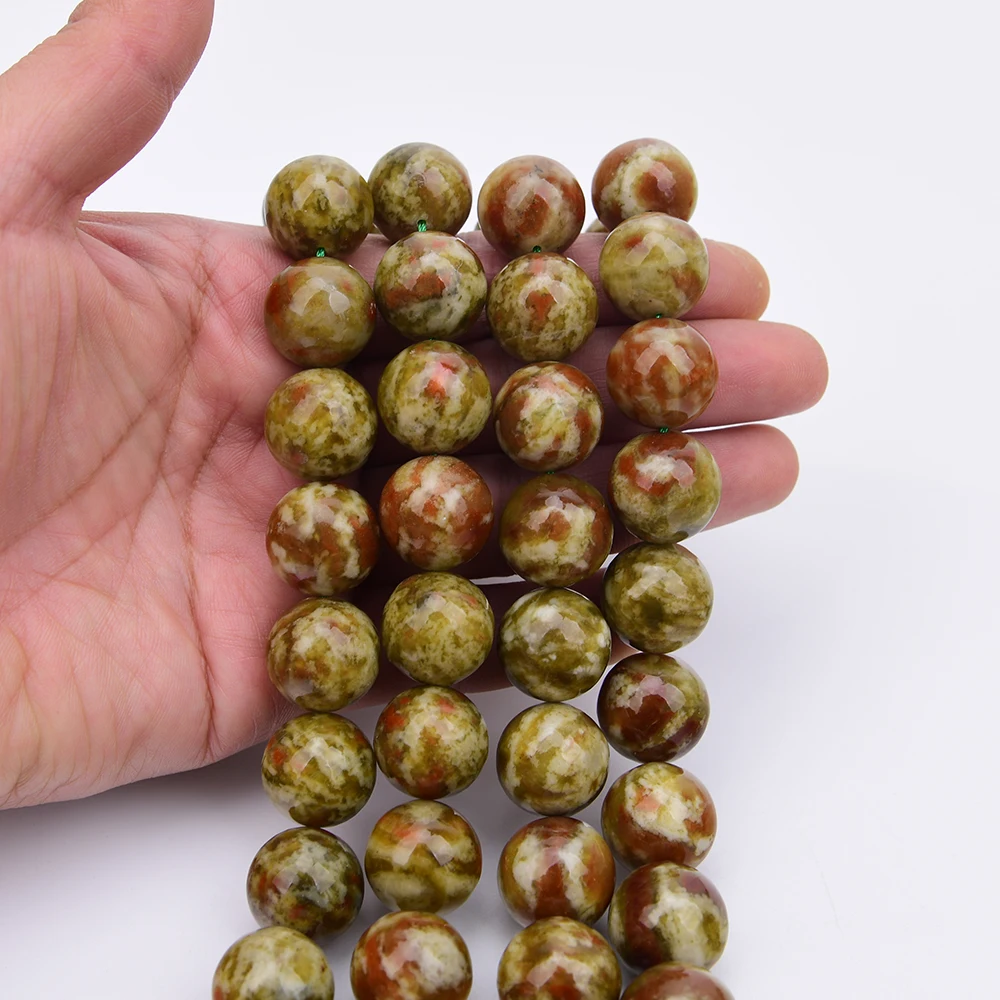 APDGG 18mm Big Natural Serpentine Jade Chlorite Round Loose Beads 15.2'' DIY Jewelry
