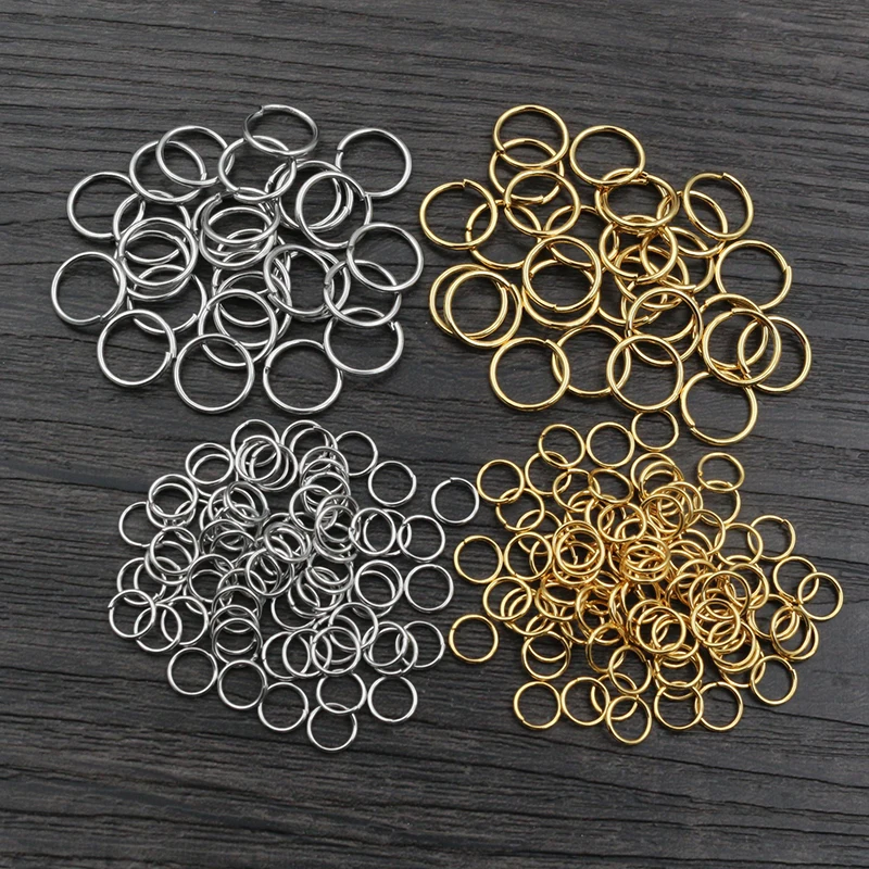 200 stuks 3/4/5/6/7/8/10mm roestvrij staal goud kleur split jump ringen doe-het-zelf sieraden bevindingen open enkele lussen voor sieraden maken