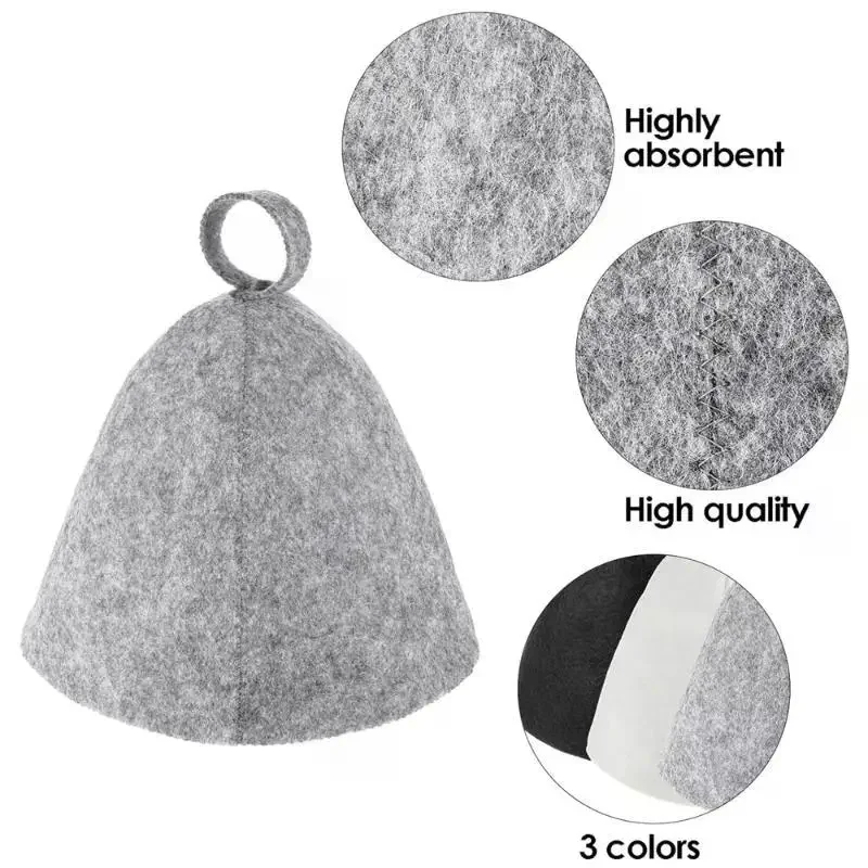 Soft Felt Sauna Hat Heat Resistant Shower Cap Home Sauna Steam Cap Sauna Accessories For Spa Banya Steam Room Bath Use