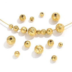 10pcs Stainless Steel Frosted Hammered Beads Stripe Charm Loose PVD Plated 18K Beads Gold DIY Bracelet Necklace Jewelry Making