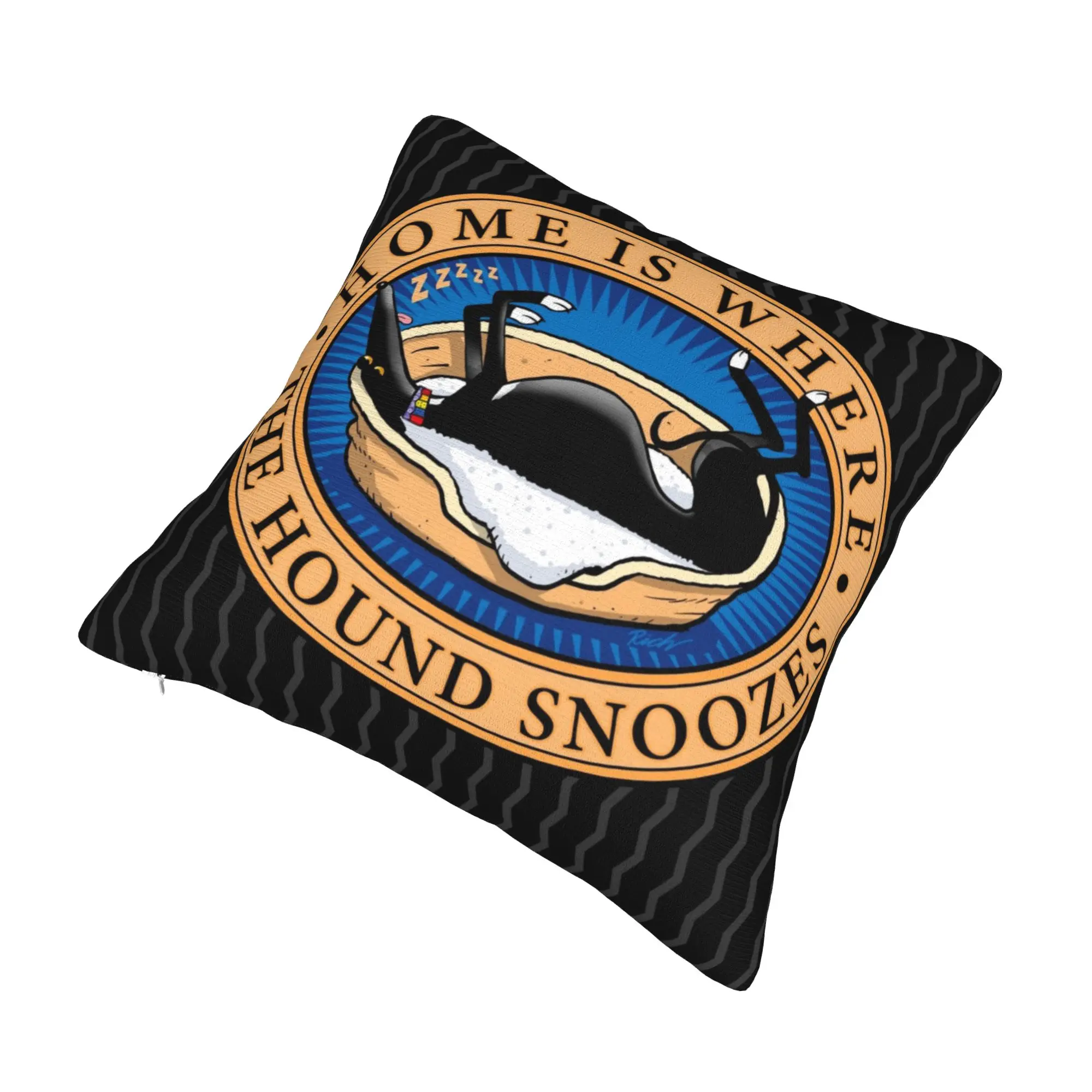 Home is Where the Hound Snoozes Cushion Cover 45x45cm Whippet Greyhound Dog Velvet Luxury Pillow Case Decor Home
