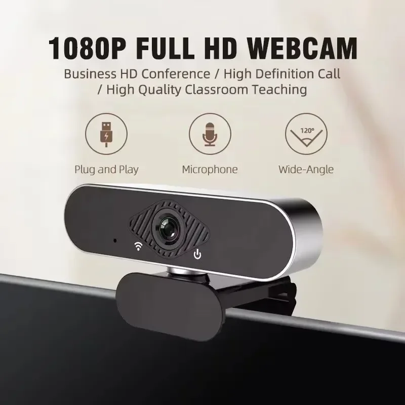 ZLRLMHY 1080P Full HD Webcam USB Plug 120 Degree Wide Viewing Angle Webcam with Built-in Microphone for PC Mac Laptop Desktop