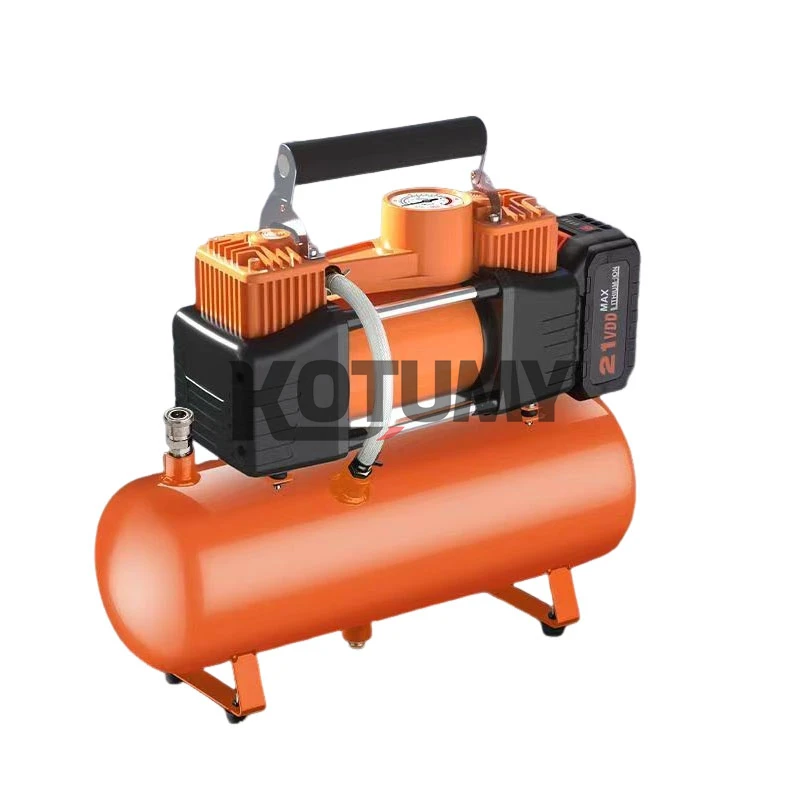 21Vリチウム電池式エアコンプレッサー 小型携帯用エアポンプ 屋外用エアコンプレッサー ハイパワー ワイヤレス空気入れ