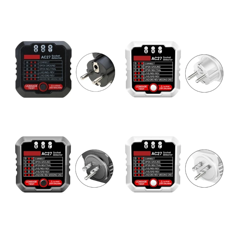 Socket Tester Spanningstest RCD30mA Socket Detectors Grounds LinePlug