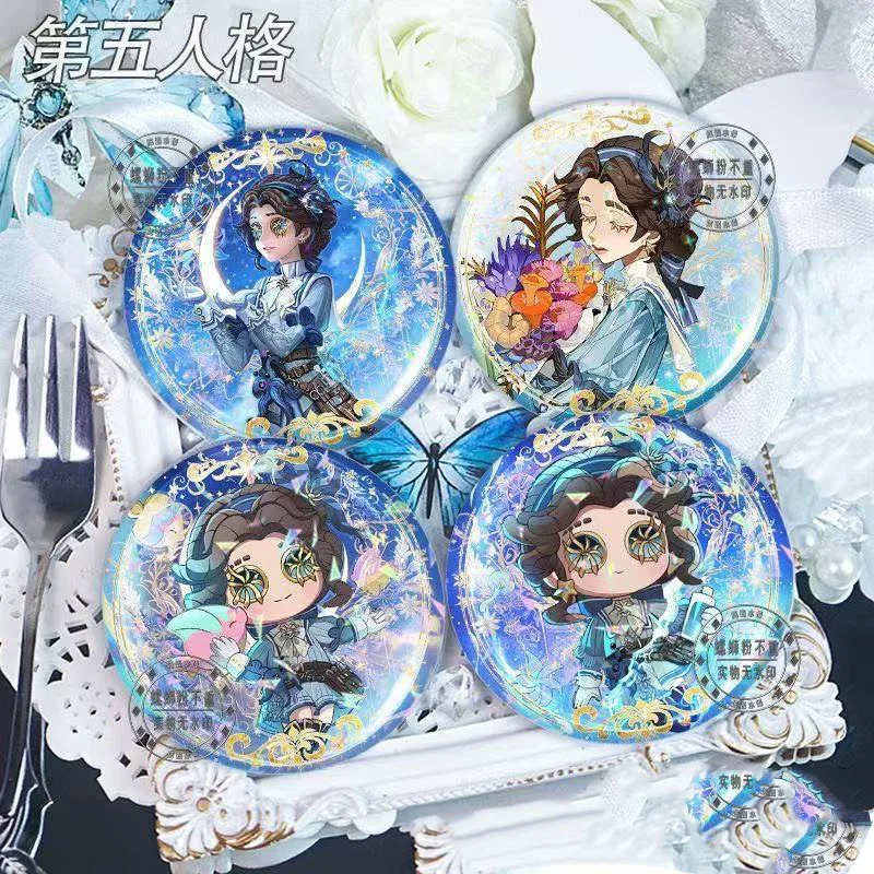 Anime Game Identity V Cartoon Round Brooch Emily Dyer Doctor Birthday Celebration Cosplay Tinplate Laser Badge Lapel Fans Gifts