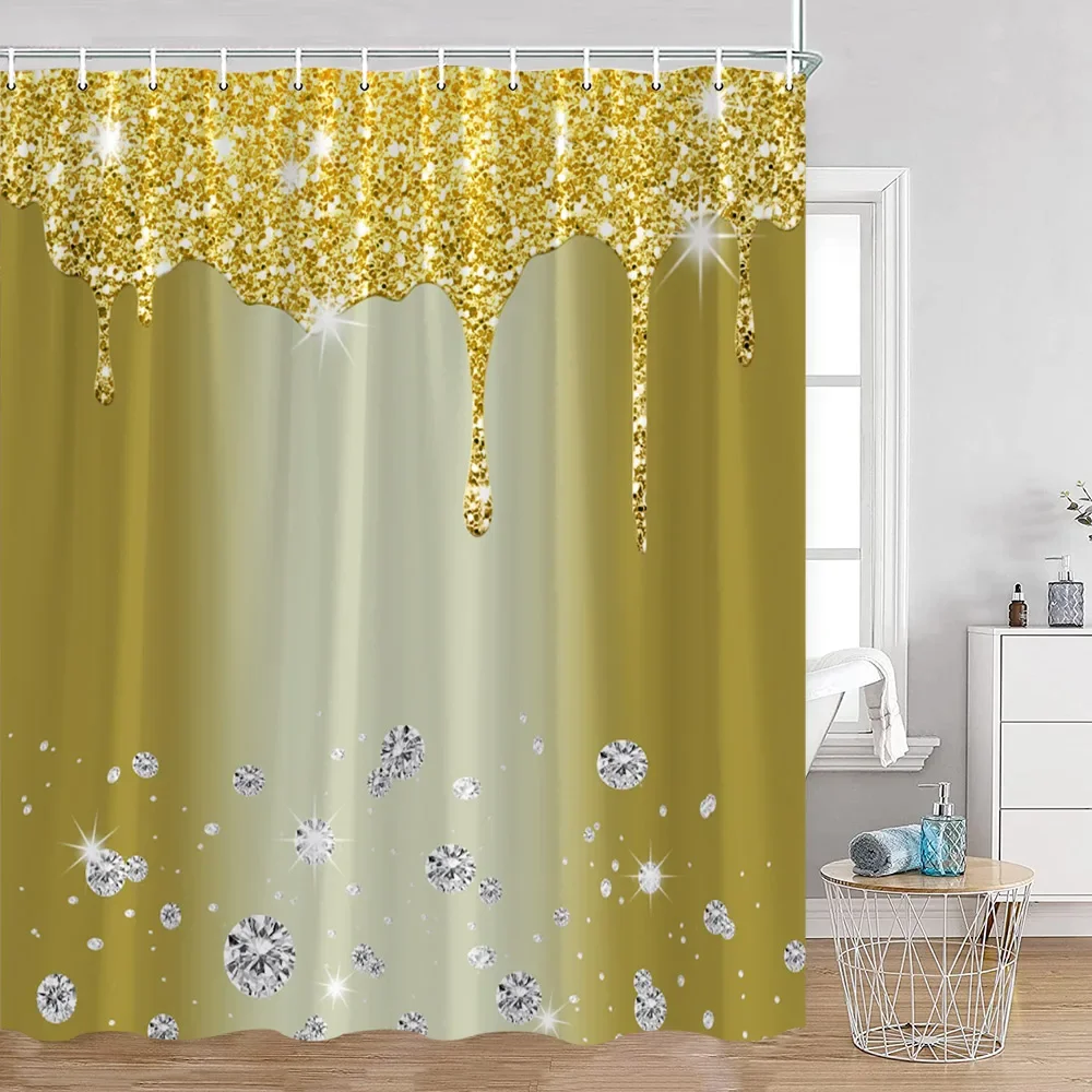 Glitter Shower Curtains Dripping Glitter (No Sequin) Shining Diamond Elegant Bathroom Decorations Polyester Fabric Bath Curtain