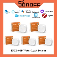 1-5PCS SONOFF SNZB-05P Zigbee Smart Water Leak Sensor Leaking & Dripping Detection Support Various Gateways Support Alexa Google