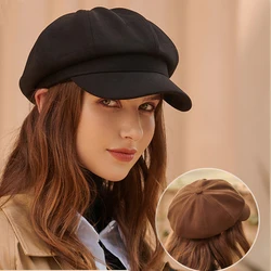 Beret Women's Autumn/Winter Fashion Classic Warm Hat Solid Octagonal Hat Versatile Vintage Painter Newsboy Cap Female Berets