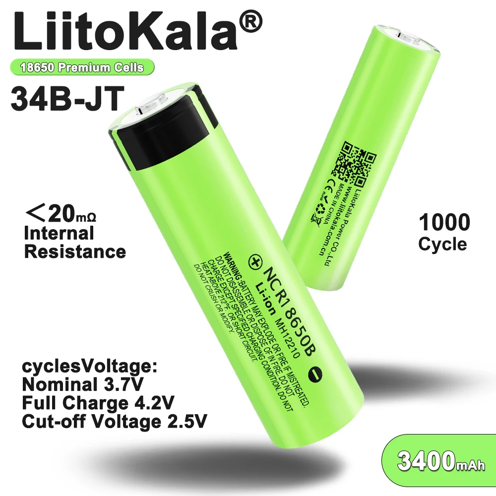 1-16pcs Liitokala 34B-JT 3500mah NCR18650B 3.7v 3400mAh 18650 Lithium Rechargeable Battery with Pointed(No PCB) batteries