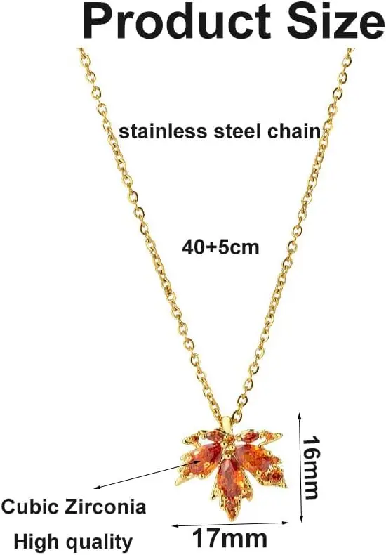 Gold Dainty Maple Leaf Necklace Autumn Maple Leaf Pendant Necklace Halloween Christmas Thanksgiving Gift Jewelry view 3