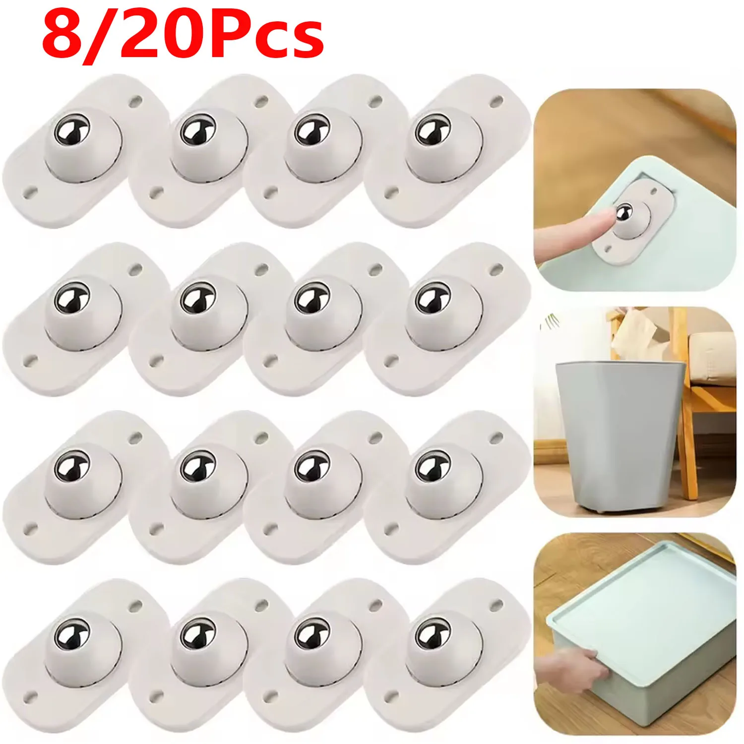 Self Adhesive Caster Mini Swivel Wheels Stainless Steel Universal 360 Degree Rotation Pulley for Furniture Storage Box