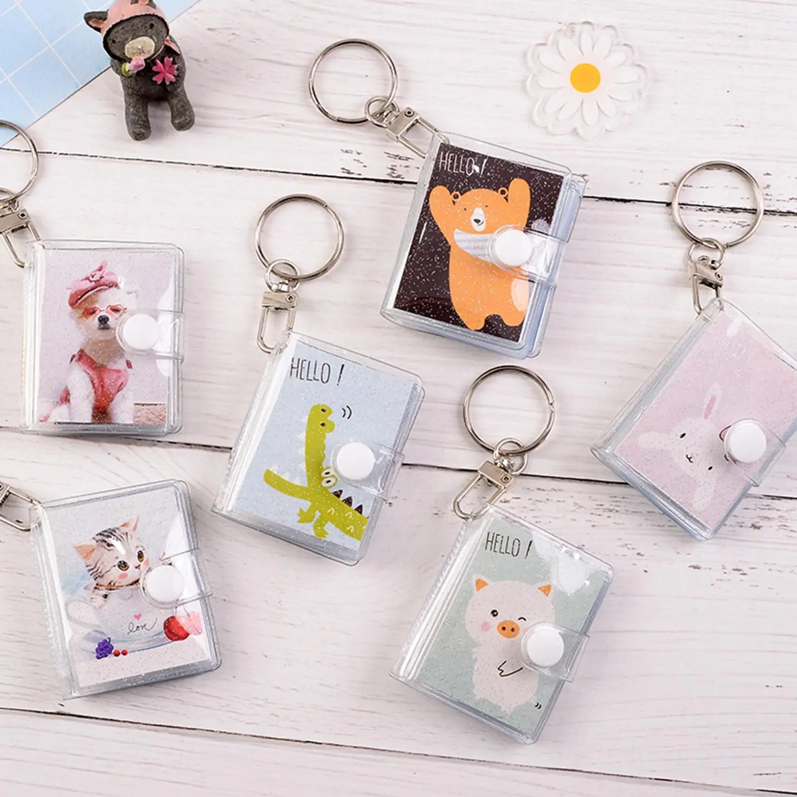 Mini Small Photo Album Binder Card Pocket Keychain Picture Storage Sleeve Business Card Book Photo Holder for Valentine Gift