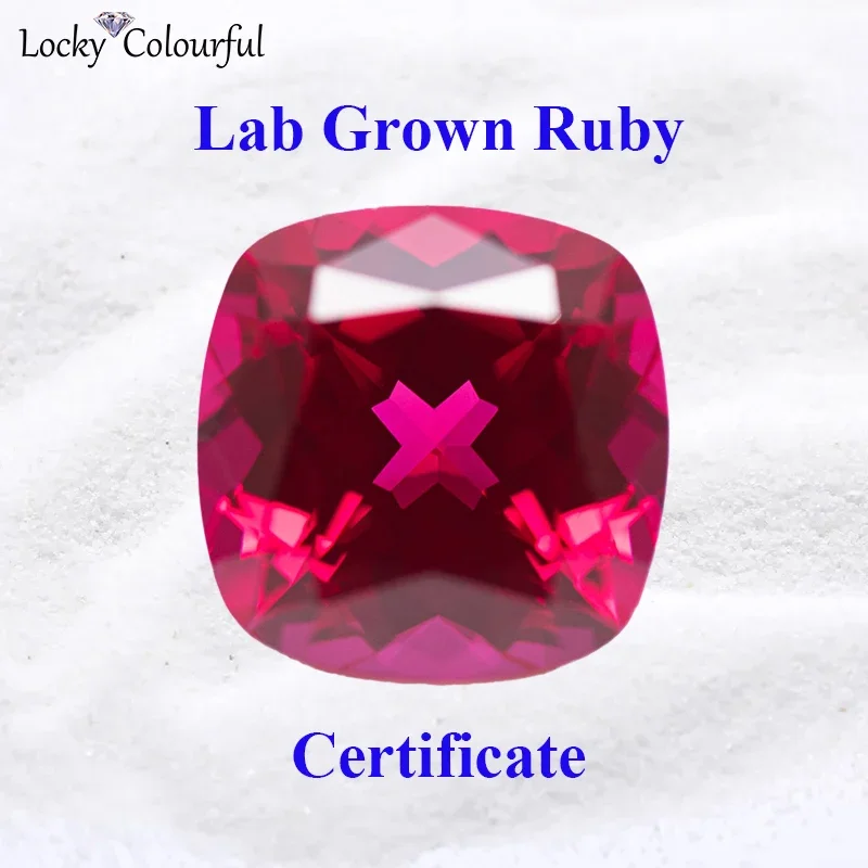 

Lab Grown Ruby Red Color Square Cushion Shape Top Quality Charm Beads for Diy Jewelry Making Rings Selectable AGL Certificate