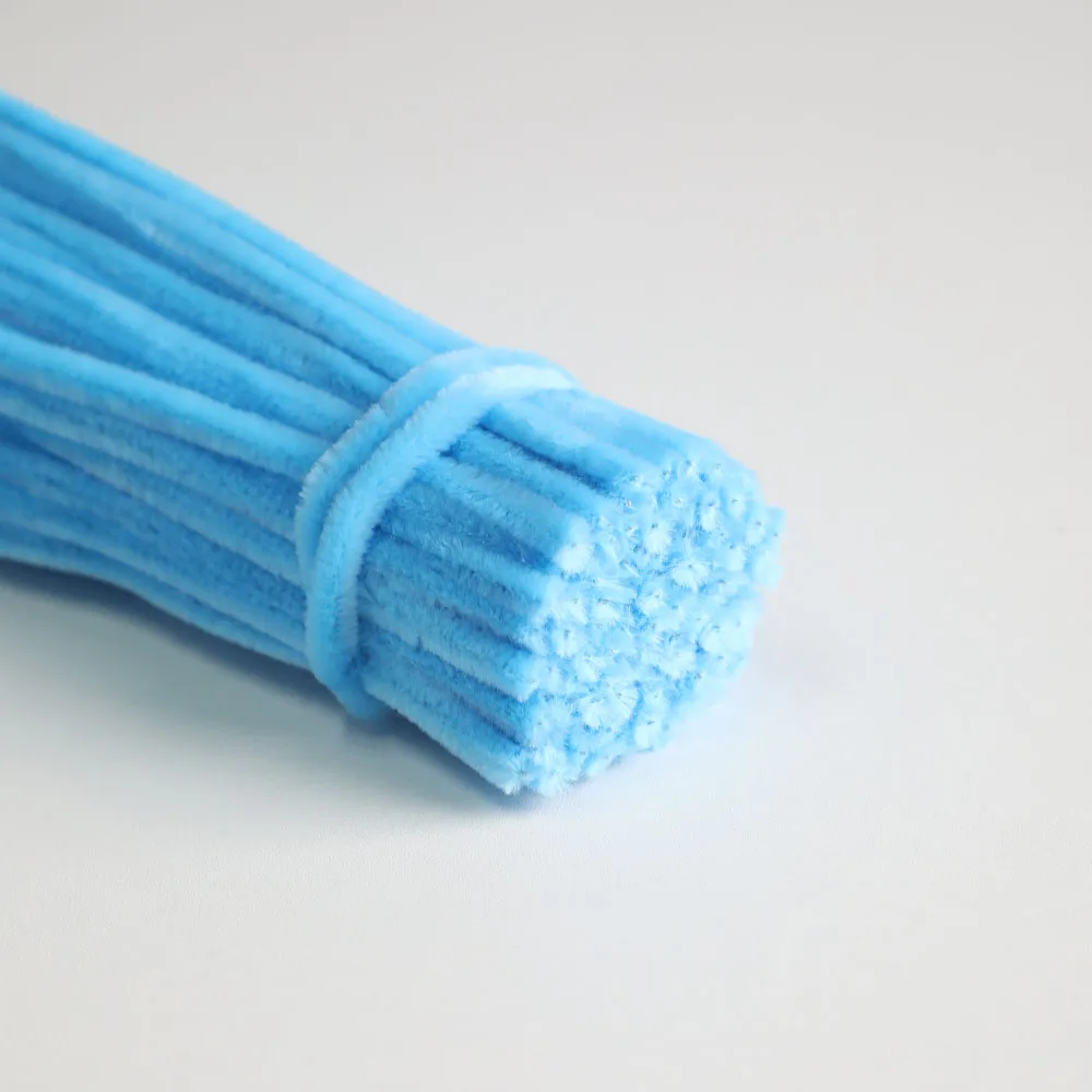100 stuks 5 Kleuren Verloop Blauw Pipe Cleaners Chenille Stengels, Pipe Cleaners Knutselset, Pipe Cleaners Set voor DIY Kunst en Knutselen