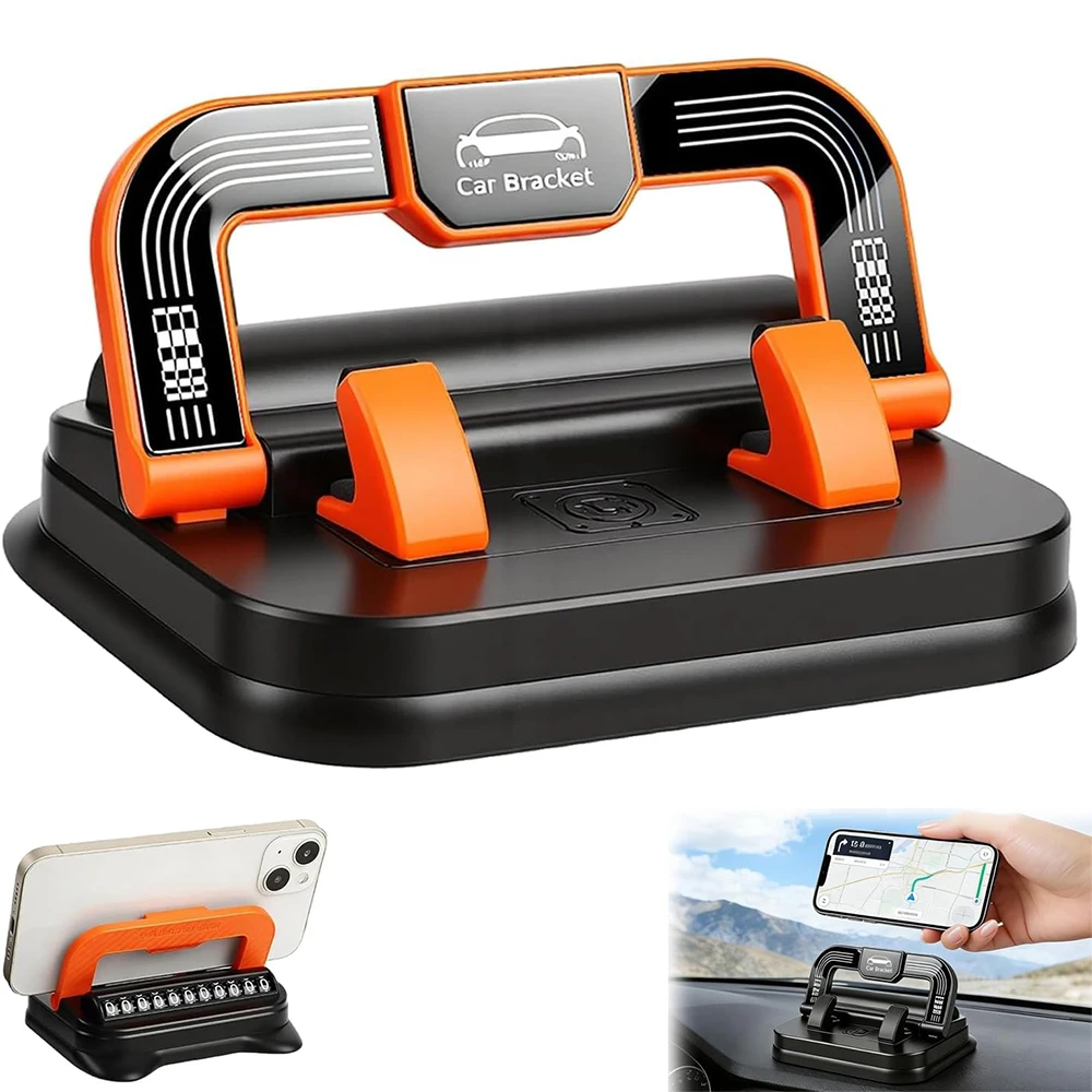 Car Phone Holder 360° Dashboard Mount - Adhesive, Non-Slip, Universal Horizontal/Vertical Adjustable for Navigation