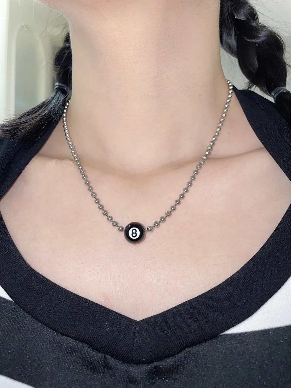 European Fashion Hip Hop Black Billiard Ball Pendant Necklace Punk Rock Neck Chains Choker for Men Women Lover Jewelry Party New