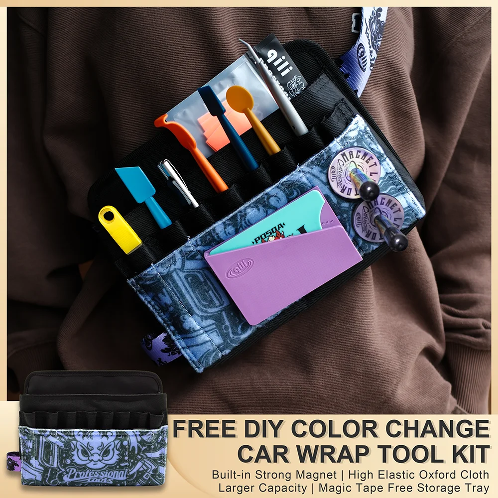 

Новая сумка-органайзер для инструментов для оклейки автомобилей, магнитная, водонепроницаемая, из ткани Оксфорд, для хранения ракелей для тонировки и изменения цвета автомобиля