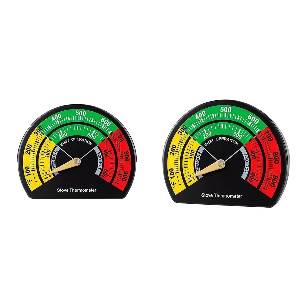 2pcs Magnetic Stove Thermometer Bimetallic Dial= Gauge For Log Burners And Pellet= Stoves, 0-500°C Heat Indicator With Hook