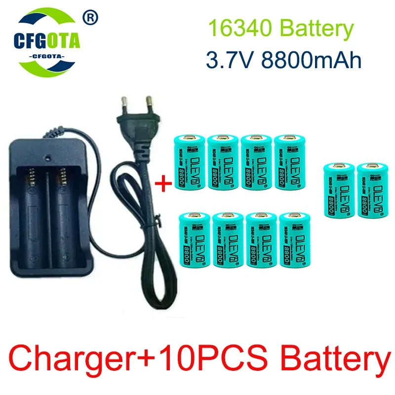 

3.7V 16340 Rechargeable Battery 8800mAh Li-ion Battery CR123A forLED Flashlight Travel Wall Charger 16340 CR123A Battery