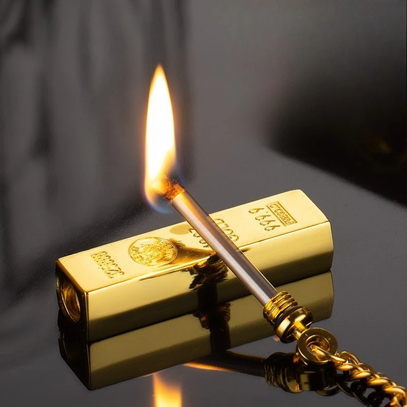 Metal Gold Compact Shape 1000 Creative Portable Metal Oil Lighter, Sealed and Windproof, Open Flame Lighter