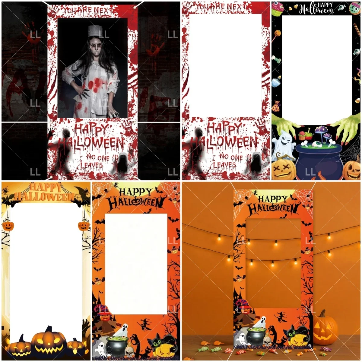 Photography Zone - ハロウィン背景パーティー用品フォトブース写真撮影小道具不気味なカボチャゴースト背景装飾血まみれの写真撮影ゾーン