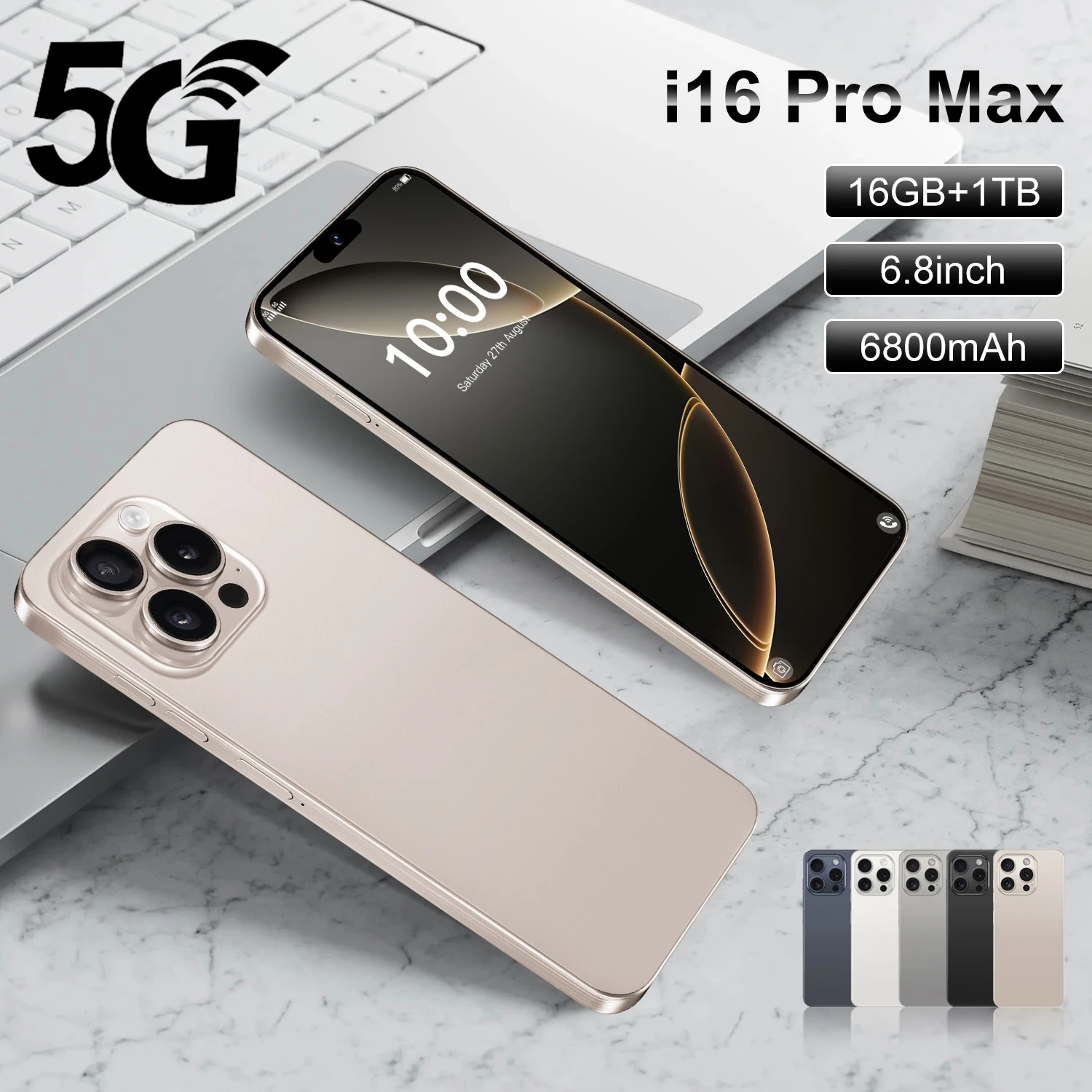 

HOT 2025 New I16 Pro Max 6.8HD Global Edition Original Smart Dual Card 6800mAh Battery
