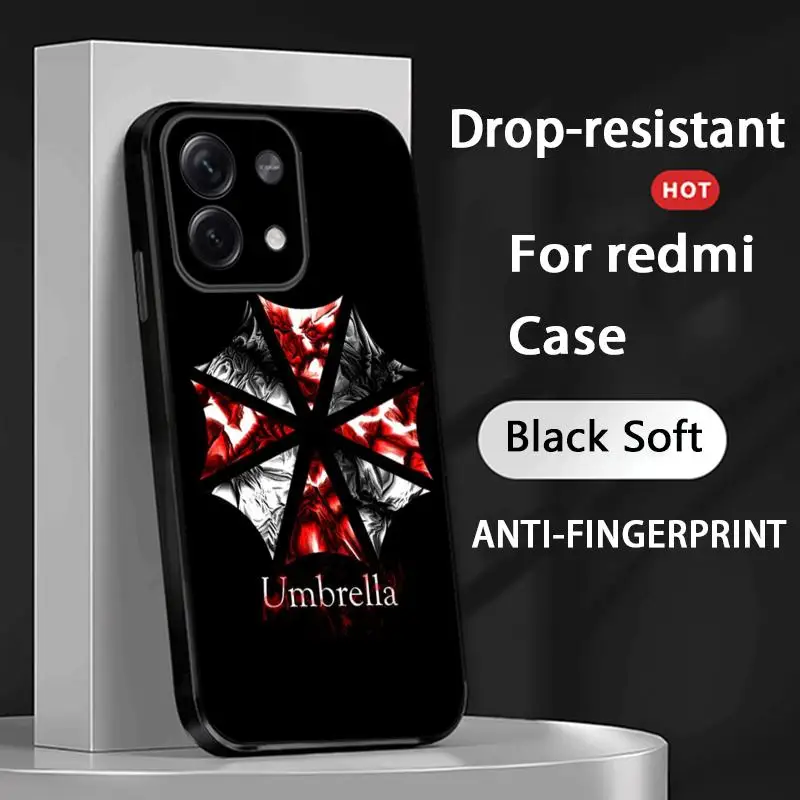 Classic Evil Umbrella Hot  pattern Phone Case For Redmi Note 14 13 12 11 Pro Plus S 5G 14C A3 Soft Black Phone Cover view 6