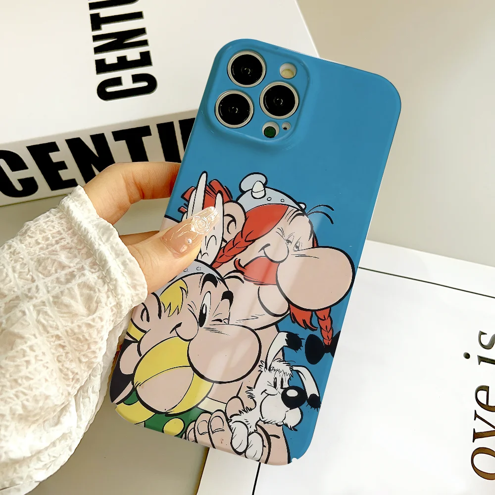 حافظة هاتف كارتونية لطيفة A-AsterixS FUNDA لهاتف سامسونج S25 S24 S23 A07 A17 A06 Ultra FE Plus غطاء صلب لامع عالي الدقة