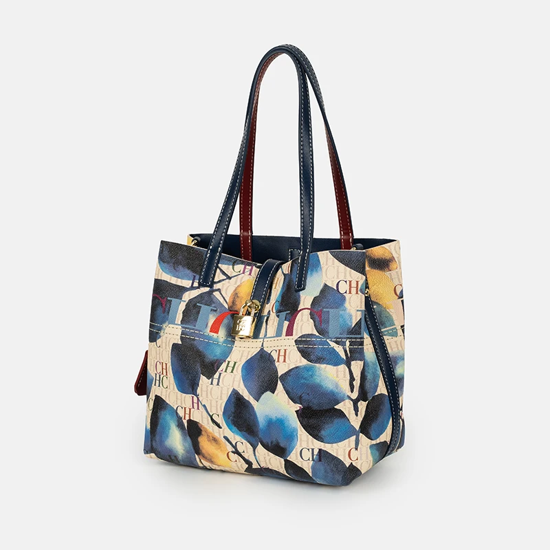 CH Colorful Stitched Monogram Tote Bag Fashionable Large Capacity Handbag For Women Daily Shopping Outings And Weekend Trips view 3