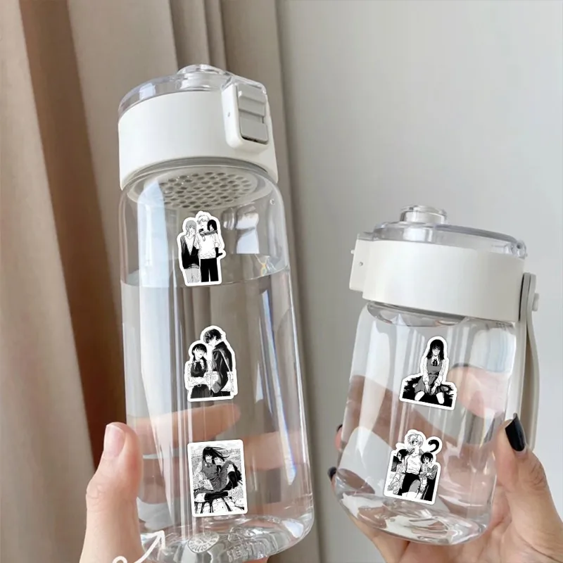 104pcs Black White Chainsaw Man Anime Stickers DIY Skateboard Luggage Helmet Phone Cool Cartoon Graffiti Decals Toy