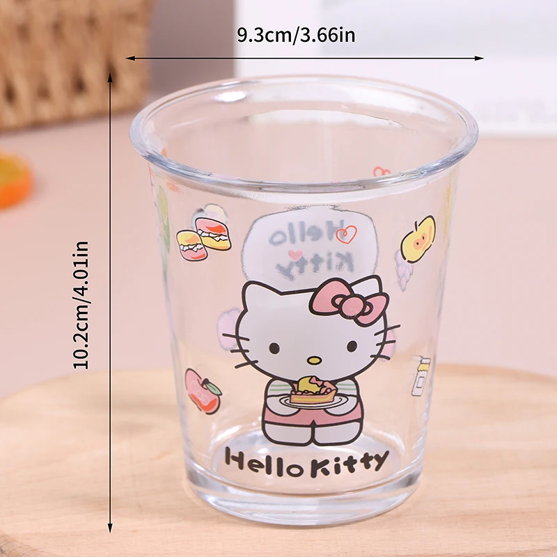 Sanrio-taza de cristal My Melody Cinnamoroll para niña, vaso de agua de 350ml, HelloKitty, resistente al calor, para estudiantes, regalo de Navidad