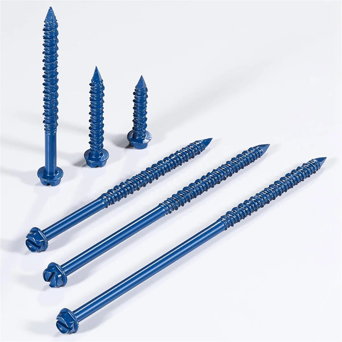 AA25 (40個入り) 1/4インチ x 1-1/4インチ スロット付き六角頭コンクリートアンカー（石材用）、青色六角頭、ブロックやレンガに最適