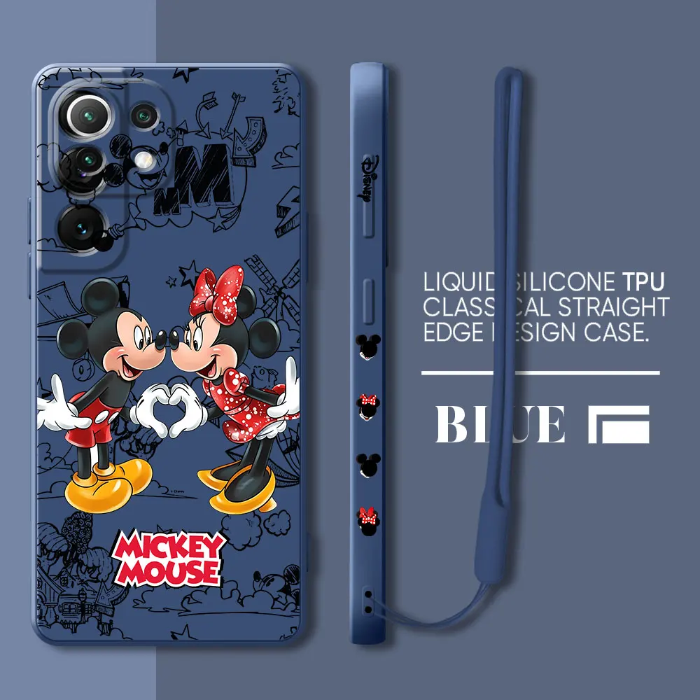 Square Liquid TPU Disney Mickey Mouse Case for Xiaomi Mi 12 Lite 12T 11T Pro 10 Lite 11 Lite 10T 13T 10T Pro Silicone Cover