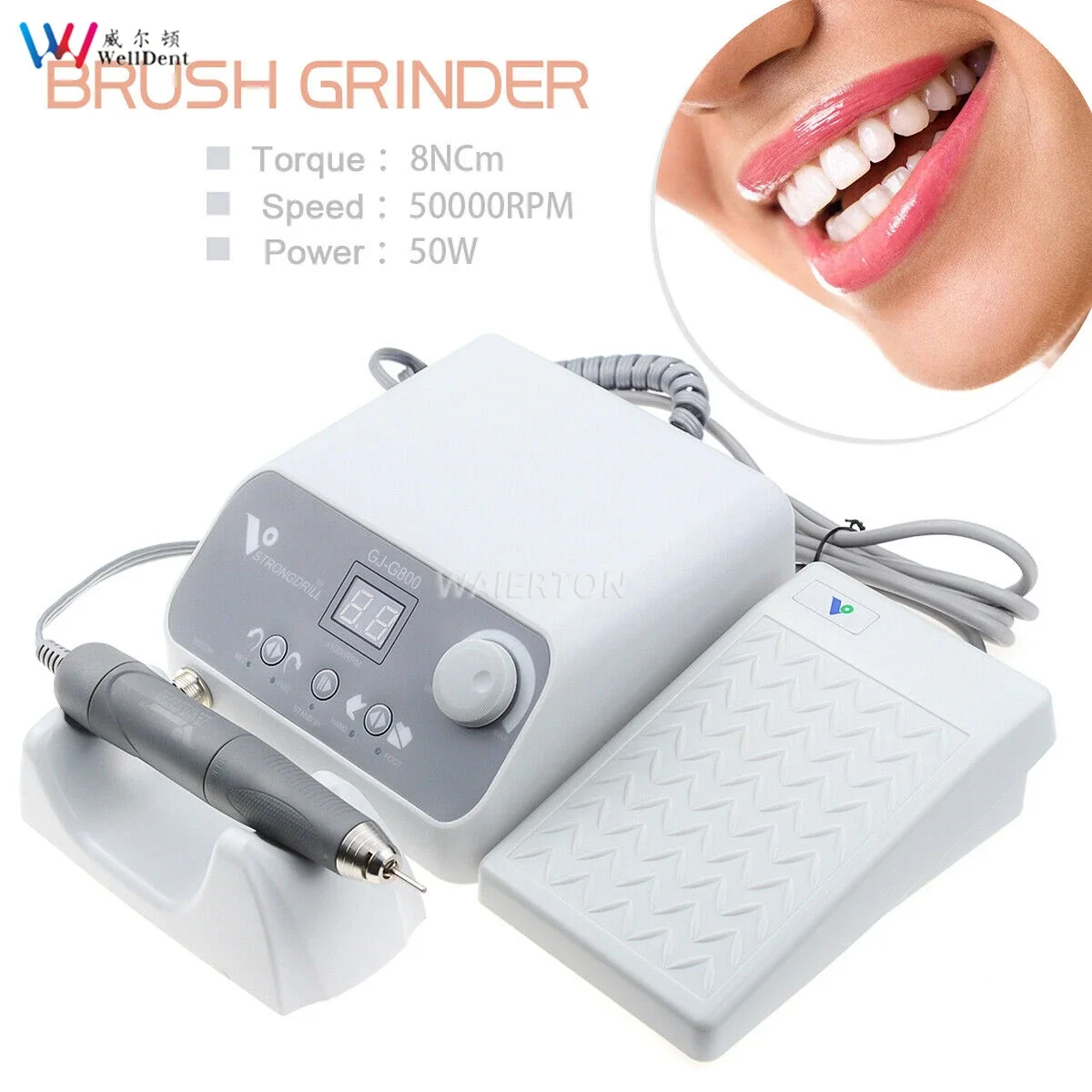 Dental MicroMotor Polishing Brushless Machine G800 with 50K RPM Handpiece Nail Jewelry Dentistry Lab