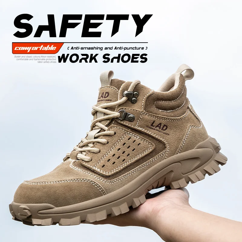 LEIANDUN Men's Safety Shoes, Anti Smashing and Anti Piercing, Comfortable, Wear-Resistant, Breathable Steel Toe Work Shoes