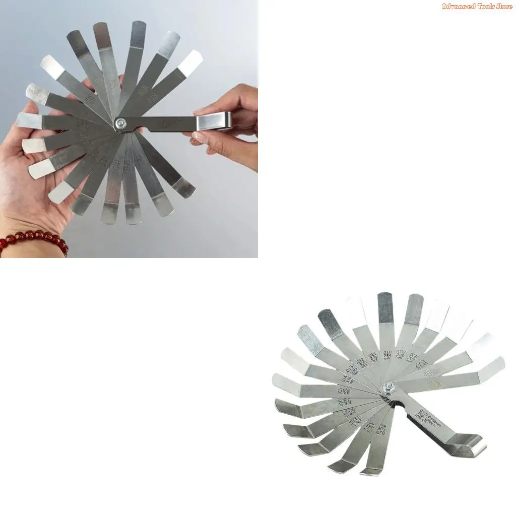 Professional Steel Feeler Gauges Set 16 Blade Curved Tip for Precise Thickness Measurement 0.127mm to 0.508mm Ranges W91B