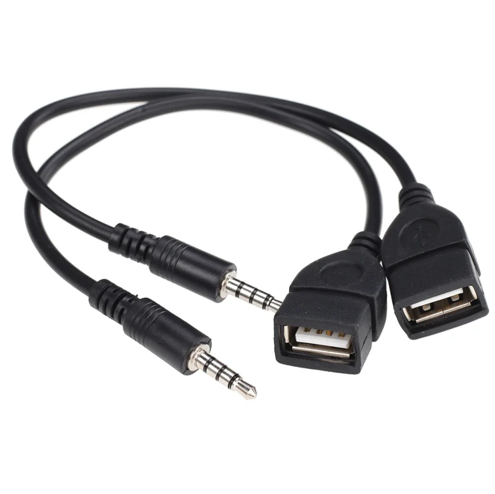 

100pcs 3.5mm Male Car AUX Cable to USB 2.0 Type A Female OTG Converter Cord Adapter Audio Conversion Line