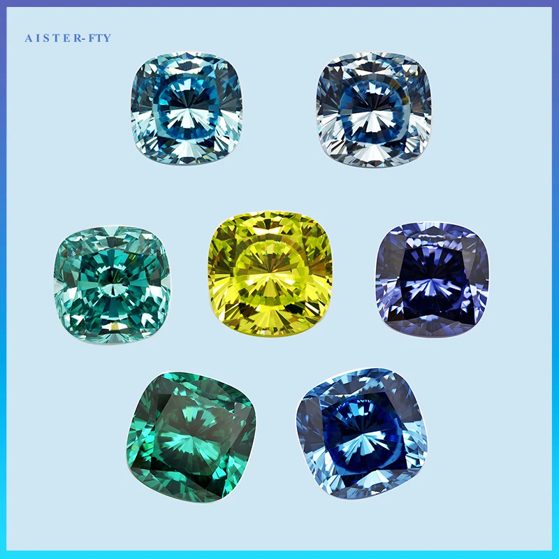 

Paraiba Apple Green Tanzanite Cushion Rounded culet Cut Cubic Zirconia Lab Zircon CZ 4K Cutting 5A+ Quality for Jewelry Making